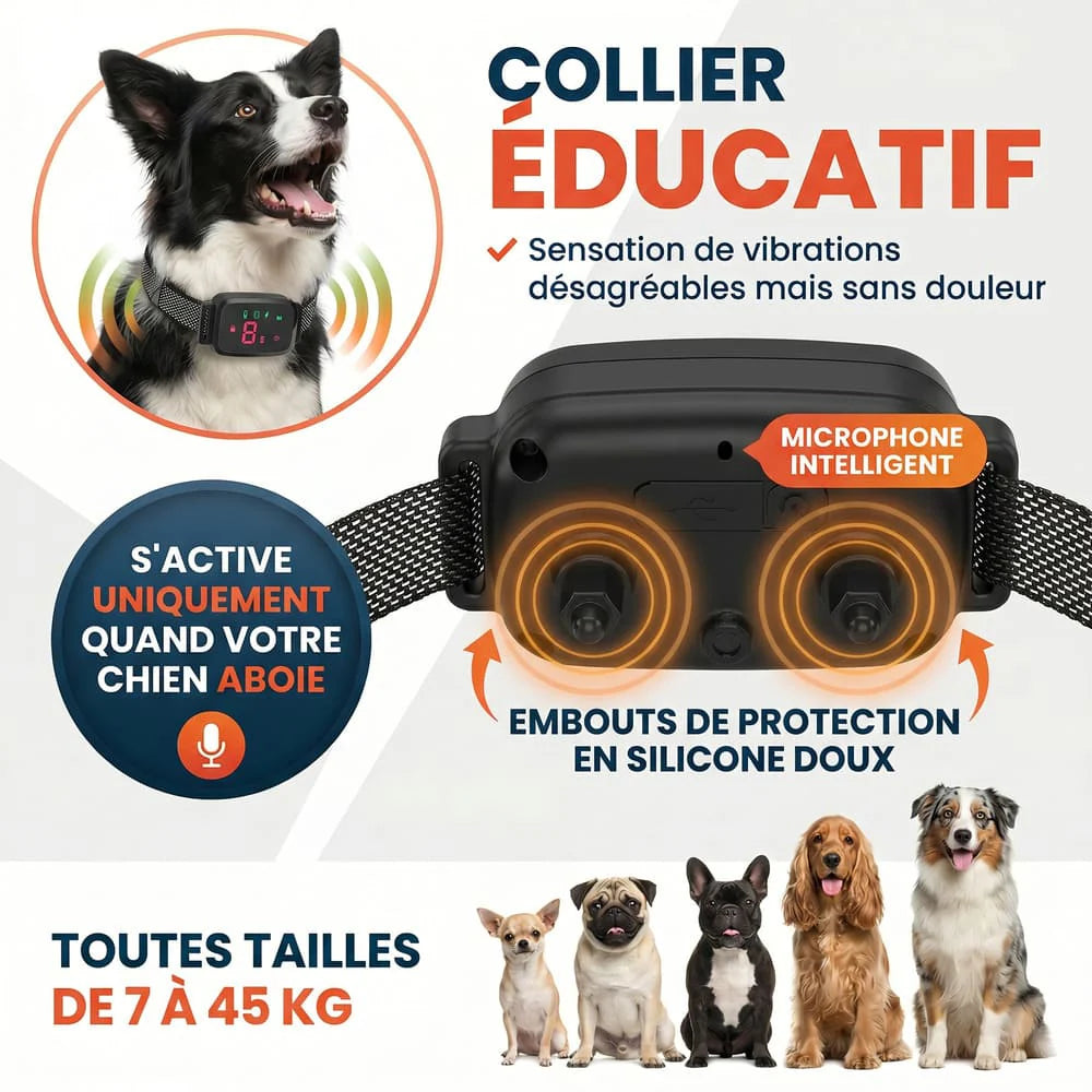 Collier anti-aboiement éducatif nouvelle génération