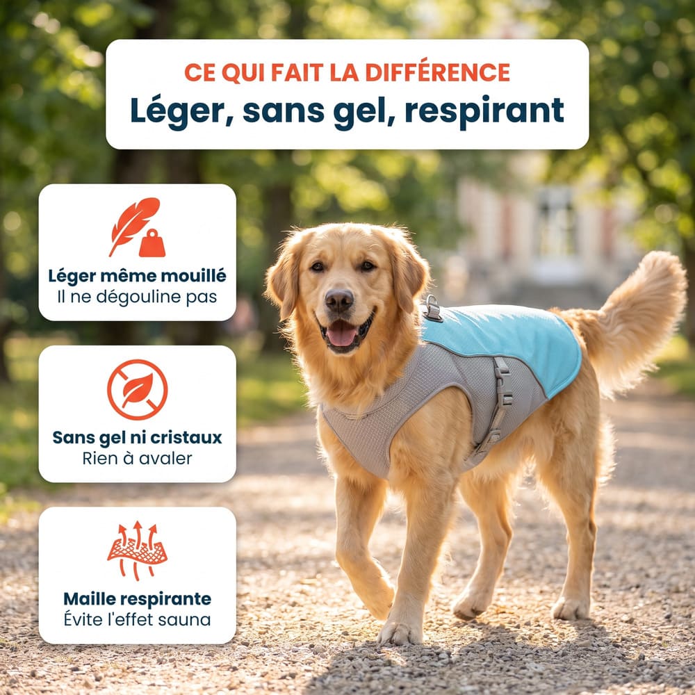 Gilet rafraîchissant pour chien sans gel